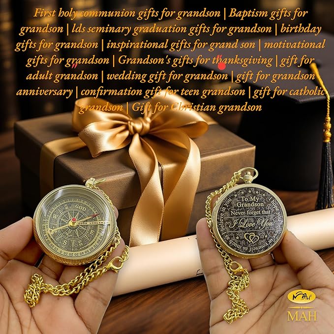 Brass Compass Gift to My Son Never Forget I Love You, Sentimental Keepsake from Mom Dad Grandparents, Inspirational Guidance Compass Gift for Son Graduation Birthday Baptism Confirmation Gift Idea