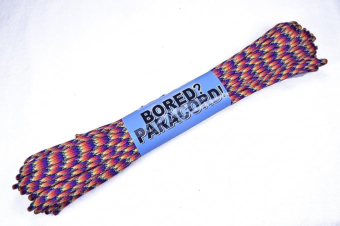 USA Made 550 Paracord - DIY Projects, Camping, Hiking, Tree Nets, 300 Colors - Type III Cord - Trainwreck 50 Feet