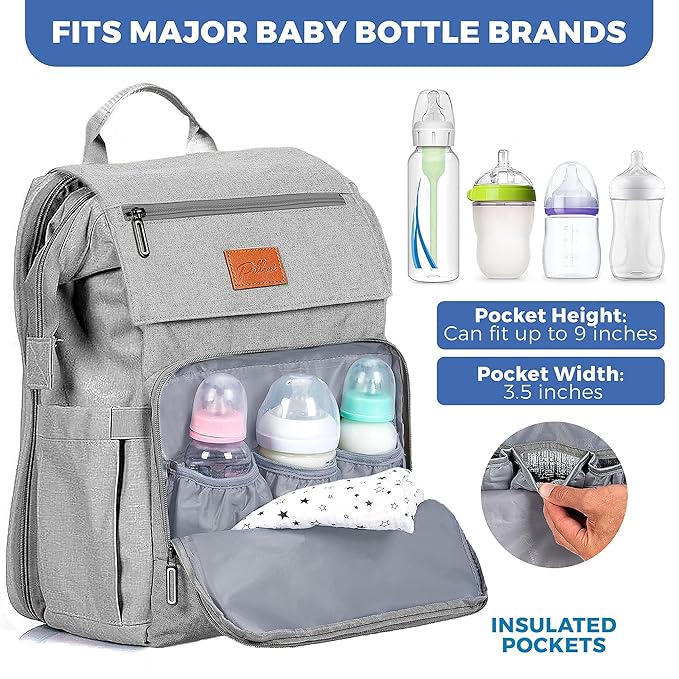 Baby Diaper Bag Backpack - Baby Bags for Boys & Girls, Large Waterproof Diaper Backpack - Baby Shower Gifts & Registry Must Haves - Travel Diaper Bags with Changing Pad & Back Zipper - Baby Boy Stuff
