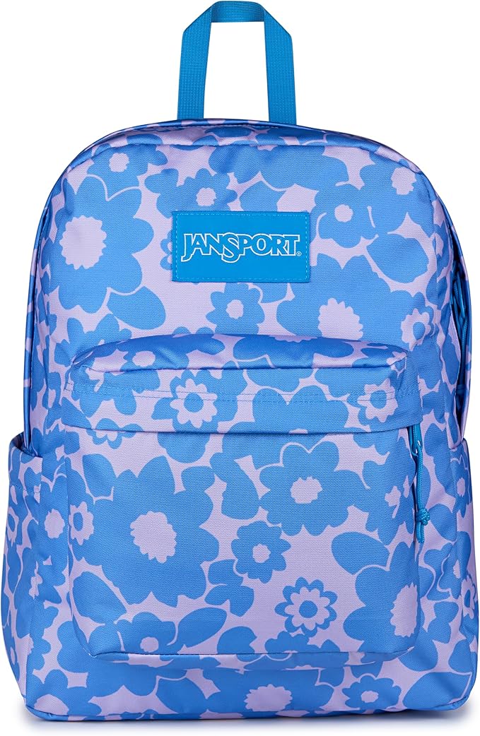 JanSport SuperBreak Plus Backpack with Padded 15-inch Laptop Sleeve and Integrated Bottle Pocket - Spacious and Durable Daypack for Work and Travel - Blossom Bae Blue
