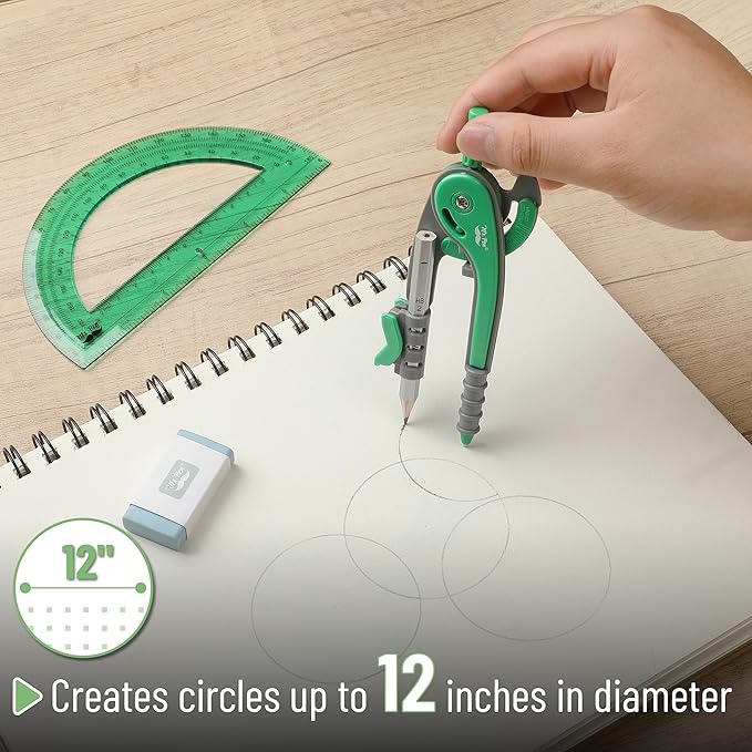 Mr. Pen- Geometry Compass and Protractor Set, 6 Inch Compass, 6 Inch Protractor, Drawing Tool for School, Clear Plastic, Easy Grip, Precision Design for Math, Art, Drafting, Architecture