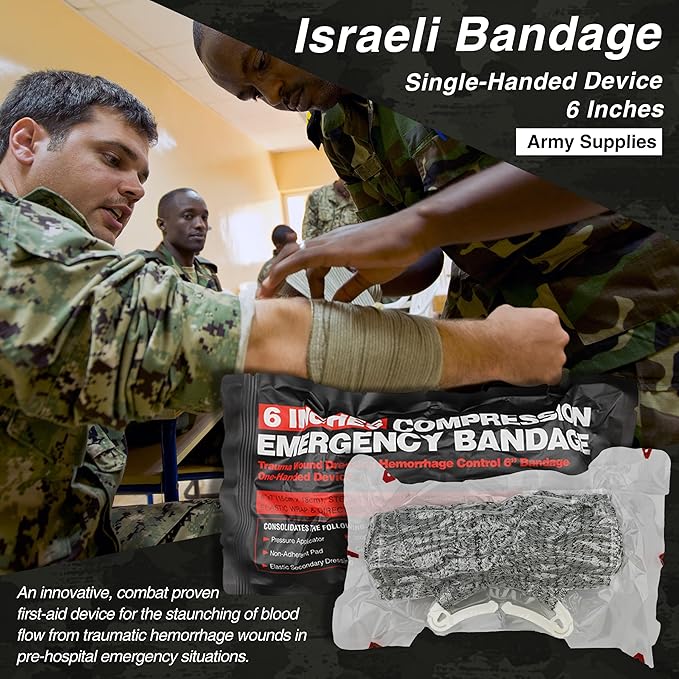 Survival First Aid Kit with Israeli Bandage, Chest Seal, Tourniquet, Splint, Tactical Military Combat Molle IFAK for Wound Care, Bleeding Control, Trauma Hemorrhage and More (Black)