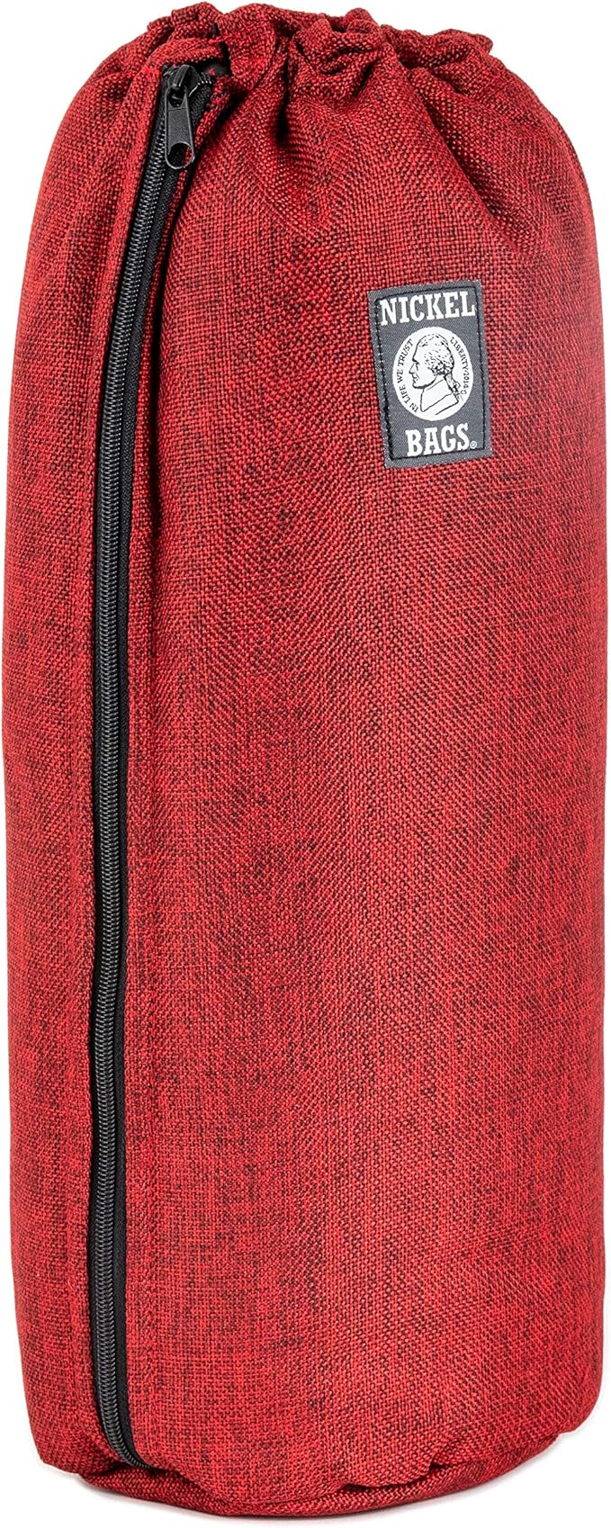 Nickel Bags Padded Drawstring Duffle Tube, Hemp Protective Sling Bag with Soft Velour Interior, Breakable-Safe Storage for Glass & Gear, Durable Zipper & Strap (18 Inch, Red)