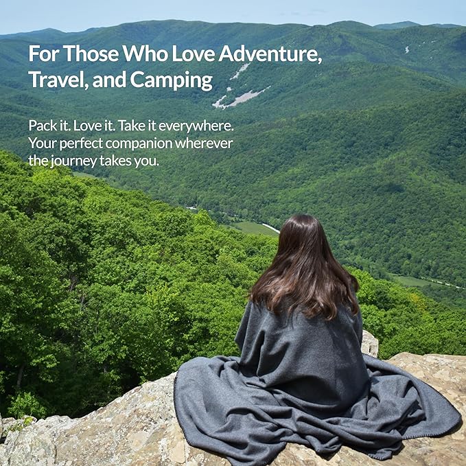 Military Style Wool Blanket – Cushioned, Breathable, Durable, Warm & Washable – Double-Stitched Border–Great for Camping, Outdoor, First Aid, Travel, Car–Fire Retardant – 64"x90" 4.7 lb (Navy Blue)