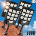 Solar Lights Outdoor,IP66 Waterproof Solar Street Lights Outdoor,6500K LED Dusk to Dawn Security Flood light with Motion Sensor and Remote Control for Yard,Parking Lot, Courtyards,Garages 4-Pack