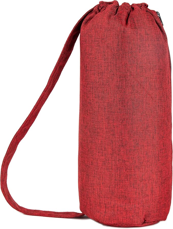 Nickel Bags Padded Drawstring Duffle Tube, Hemp Protective Sling Bag with Soft Velour Interior, Breakable-Safe Storage for Glass & Gear, Durable Zipper & Strap (18 Inch, Red)