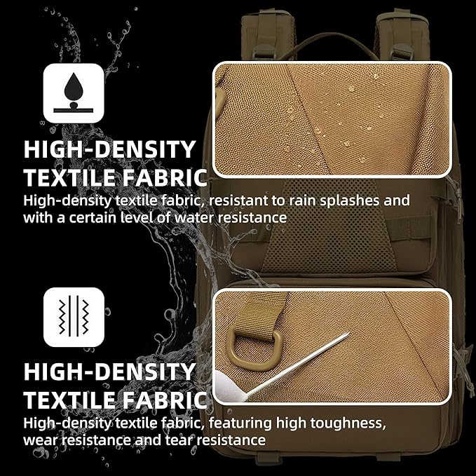aiGear 50L Military Tactical Backpack 3 Days Assault Pack Large Day Backpack for Men Molle Army Bug Out Bag Waterproof Heavy Duty Hiking Trekking Rucksack - Khaki Camo