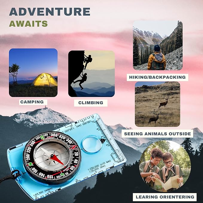 Trekker's Compass Crew Orienteering Compass, Pack of 2, Magnetic Navigation Set for Hiking, Camping, Backpacking, Scout Activities
