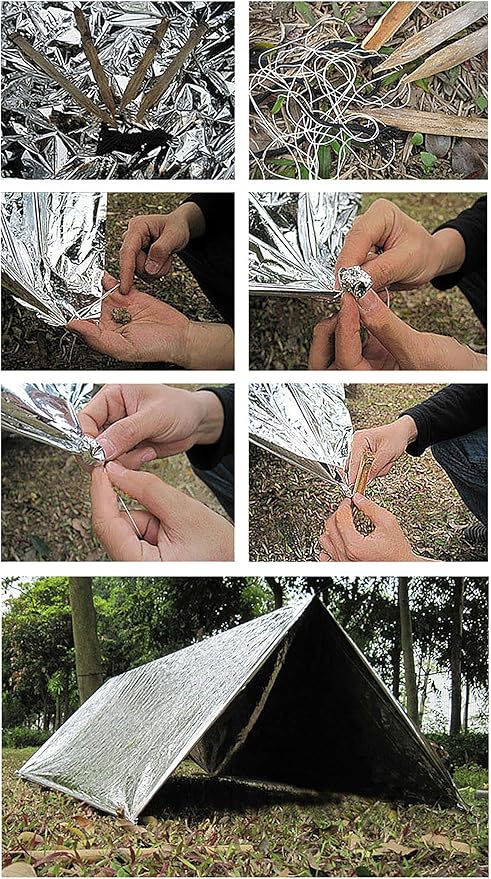 Emergency Foil Blanket Silver (25 Pack), Survival Thermal Mylar Blankets Individually Packaged Perfect for Outdoors, Hiking, Survival, Marathons or First Aid