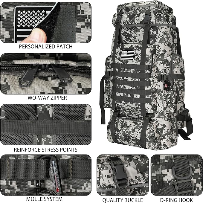 Hiking Backpack for Men 70L/100L Camping Backpack Military Rucksack Molle 3 Days Assault Pack for Climbing | Camping Backpack, 3 Days Assault Pack, for Climbing