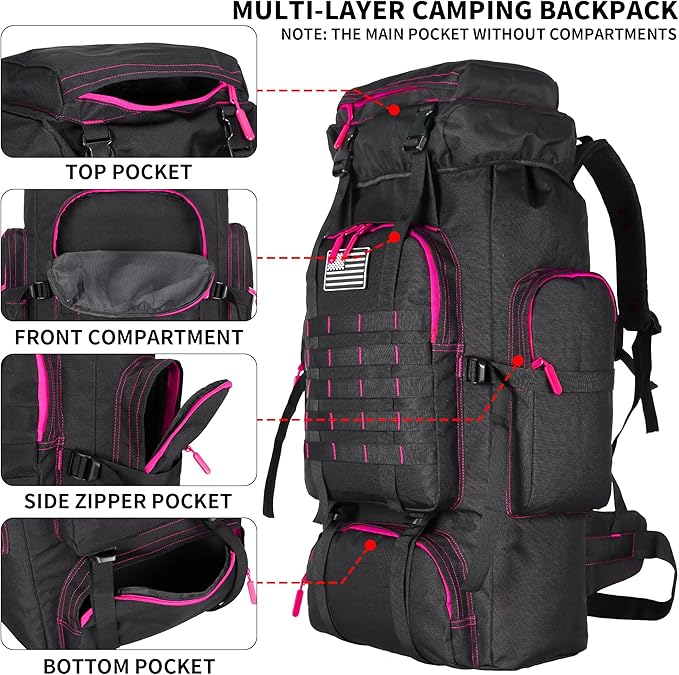 Hiking Backpack for Men 70L/100L Camping Backpack Military Rucksack Molle 3 Days Assault Pack for Climbing | Camping Backpack, 3 Days Assault Pack, for Climbing