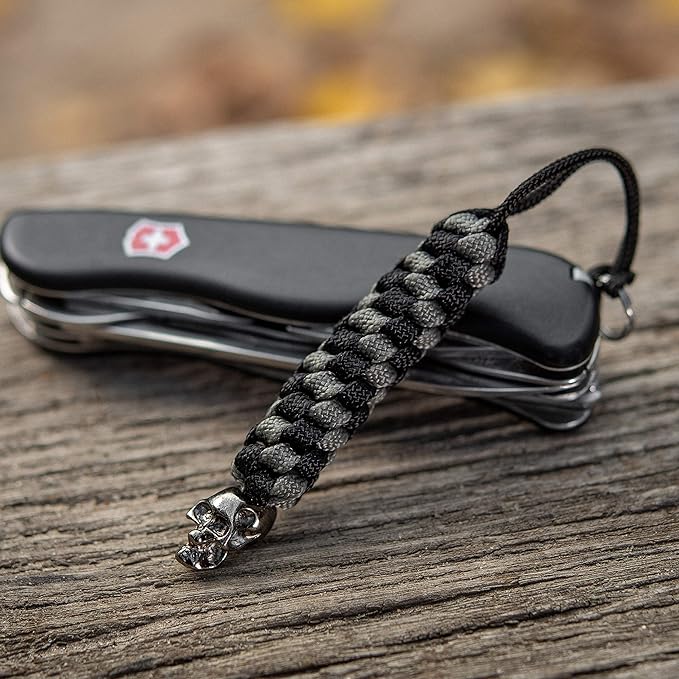 M-Tac Skull Knife Lanyard with Bead – Paracord Lanyard for Knives & EDC – Tactical Knife Fob Pull Cord – Durable Paracord