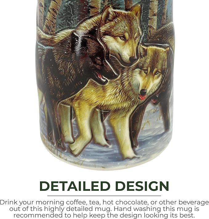 Rivers Edge Products 3D Ceramic Coffee Mug with Handle, 15 Ounces, Espresso Cups and Coffee Cups Ceramic, Perfect for Coffee, Expresso, Latte, or Tea