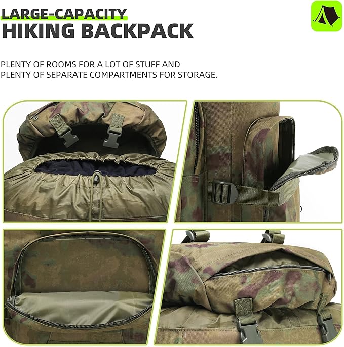 100L Camping Hiking Backpack,Molle military Tactical rucksack backpack,Waterproof Lightweight Hiking Backpack