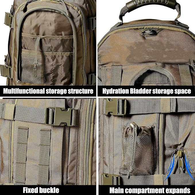 Miramrax Tactical Backpack Military Army Daypack - Assault Pack for Men Molle Backpacks Bug Out Bag 3 Day Pack for Hiking Camping Travel Hunting Rucksack Trekking Green