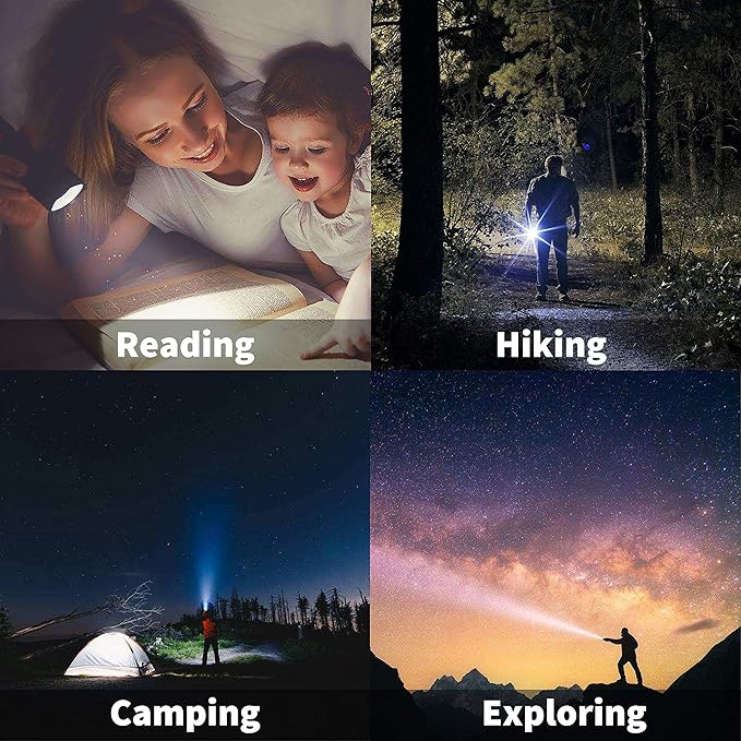 JARDLITE LED Emergency Handheld Flashlight, 4 Pack, Adjustable Focus, Water Resistant with 5 Modes, Best Tactical Torch for Hurricane, Camping, Dog Walking