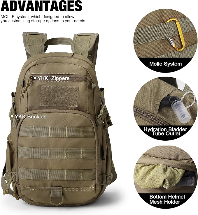 Mardingtop Small Tactical Backpack,Molle Hiking Backpack for Backpacking,Cycling and Biking,15L/25L Backpack