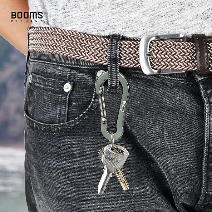 Booms Fishing CC5 Multi-Use Carabiner Clips, 10 Pack 2.7" Small Caribeener Clips, Mini Keychain Aluminum Caribeaner Clip
