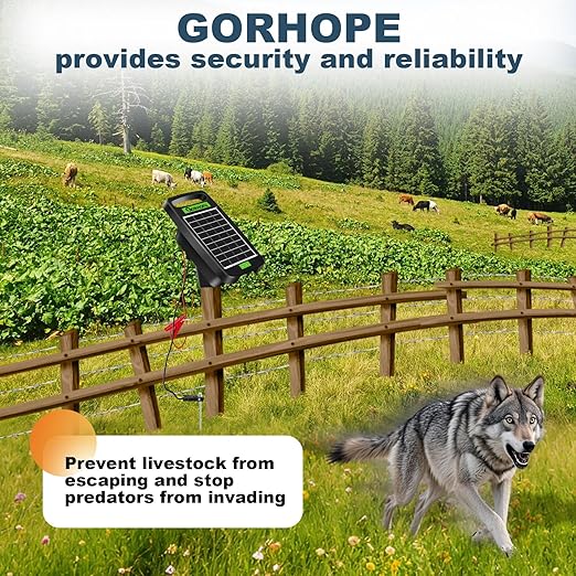 10 Miles Solar Powered Electric Fence Charger,Output 0.18J Electric Fence Charger,24-Hour Uninterrupted Protection Solar Fence Charger,Solar Fence Energizerr That can Work for 14 Days Without Sunlight