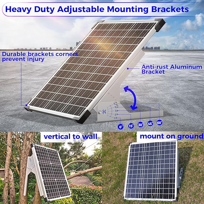 Voltset 50W Solar Panel Kit, 12V Solar Battery Trickle Charger Maintainer + 10A MPPT Charge Controller + Adjustable Mount Bracket,Waterproof Solar Panel Battery Charger for Car Boat Marine RV Roof