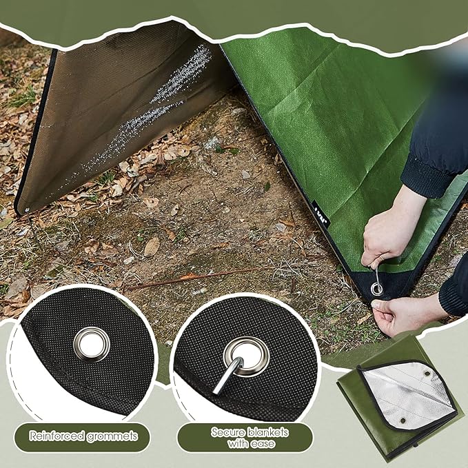 Kingdder 2 Pcs Heavy Duty Emergency Blankets for Survival Camping Blanket Insulated Tarp 60 x 82 Inches Outdoor Waterproof Thermal Reflective Tarp Tent Insulation for Camp Hiking Picnic