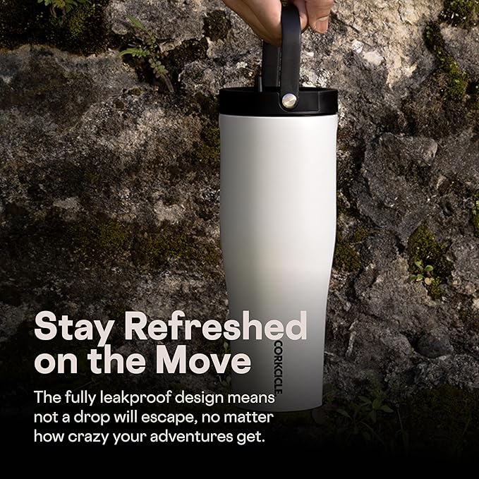 Corkcicle Go Cup XL - Leak-Proof Travel Tumbler - Triple Insulated Stainless Steel Water Bottle - Easy-Carry Handle - Summer Drinkware Gift - Keeps Drinks Ice Cold - 30 oz - Toucan Jams