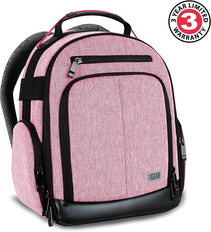 USA Gear Audio Equipment Backpack Fits Audio-Technica System 10, Shure BLX4 Microphone System, Sennheiser EW-DP & more Wireless Mic System - Wireless Microphone Bag Backpack for Recording Mics (Red)