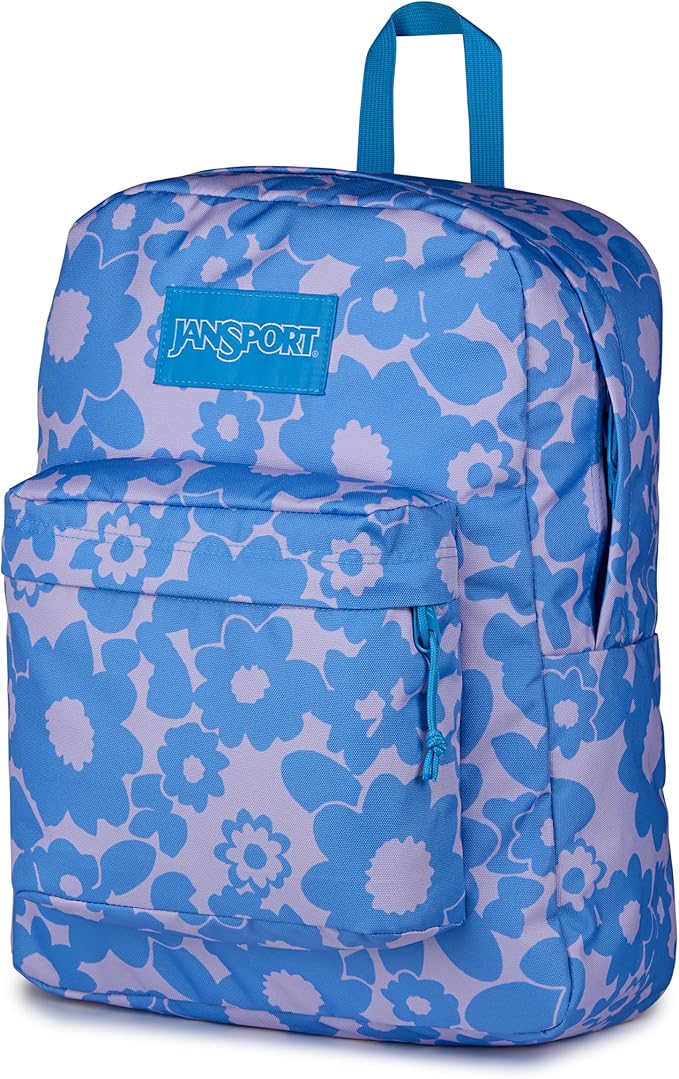 JanSport SuperBreak Plus Backpack with Padded 15-inch Laptop Sleeve and Integrated Bottle Pocket - Spacious and Durable Daypack for Work and Travel - Blossom Bae Blue