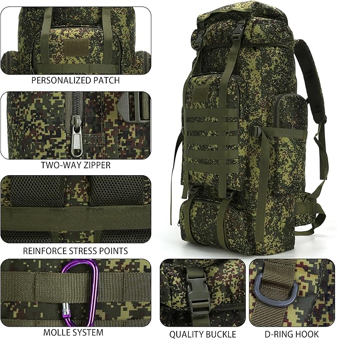 Hiking Backpack for Men 70L/100L Camping Backpack Military Rucksack Molle 3 Days Assault Pack for Climbing | Camping Backpack, 3 Days Assault Pack, for Climbing
