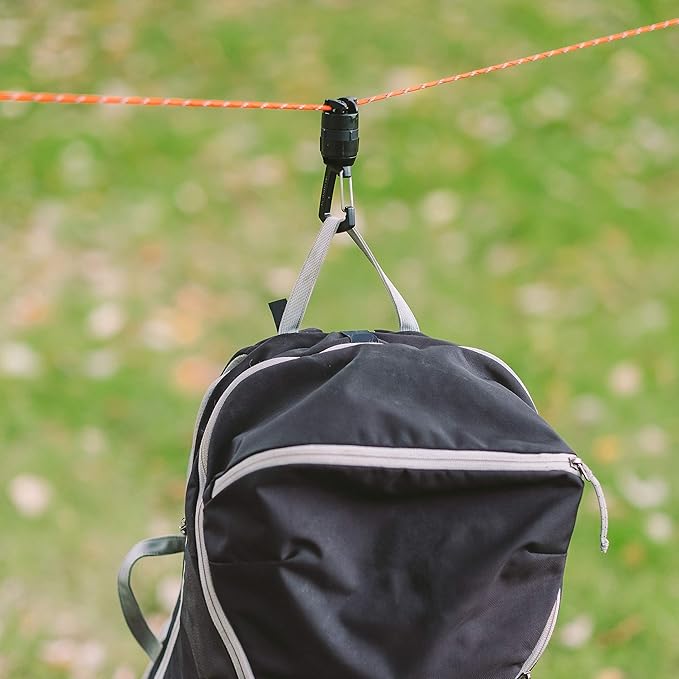 GEAR AID Camp Carabiner for Hanging Camping Towels, Packs, Lights, Speaker on a 550 Paracord with 1/4-20 Attachment Point | Swivels 360° for Easy Access to Devices & Gear