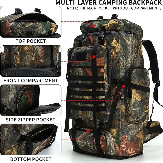 Hiking Backpack for Men 70L/100L Camping Backpack Military Rucksack Molle 3 Days Assault Pack for Climbing | Camping Backpack, 3 Days Assault Pack, for Climbing