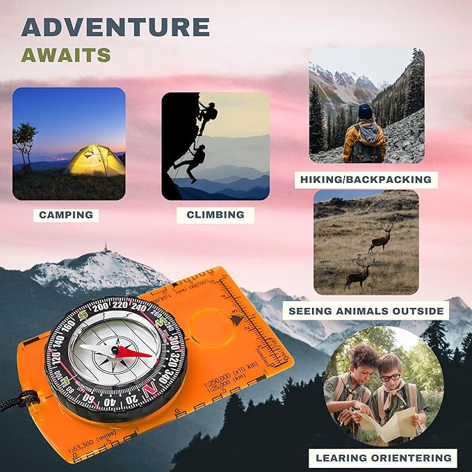 Trekker's Compass Crew Orienteering Compass, Pack of 2, Magnetic Navigation Set for Hiking, Camping, Backpacking, Scout Activities
