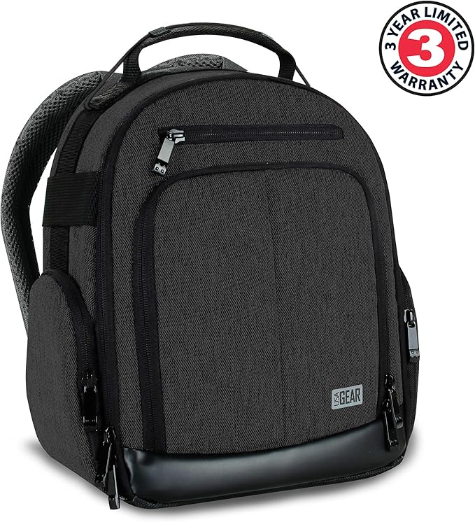 USA Gear Audio Equipment Backpack Fits Audio-Technica System 10, Shure BLX4 Microphone System, Sennheiser EW-DP & more Wireless Mic System - Wireless Microphone Bag Backpack for Recording Mics (Black)