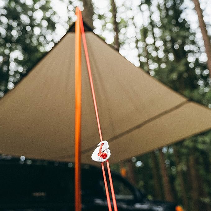 GEAR AID Reflective Guyline Kit with Line Tensioners for Tents and Tarps, 50 ft, Orange