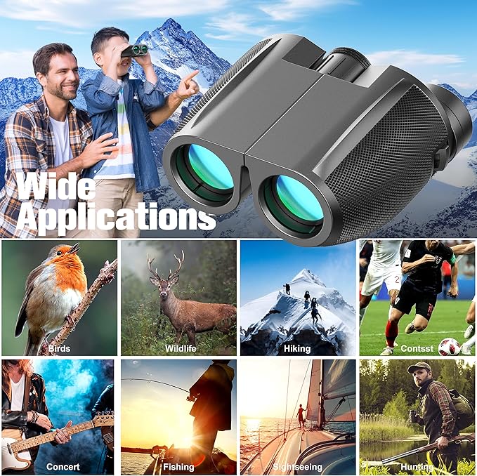 Binoculars 12x50 for Adults and Kids Night Vision Binoculars Compact Binocular Waterproof Binocular Wide Field of View for Bird Watching,Hiking,Hunting,Concert with Binocular Cases