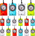 16 Pcs Orienteering Compass Acrylic Hiking Compass with Rope for Navigation Backpacking Map Reading Survival Outdoor Camping Scout Exploring Gifts