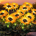 GIGALUMI Solar Garden Lights Artificial Sunflowers, LED Garden Decor Carefree Sunflower Solar Lights Outdoor Yard Decorations Outdoor, Everlasting Sunflower Decor Gift for Yard Patio (Set of 4)