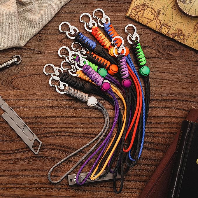 KeyUnity KC01 Braided Paracord Carabiner with Cord Lock, Keychain Phone Camera Bag Wrist Hand Strap for Daily & Outdoor