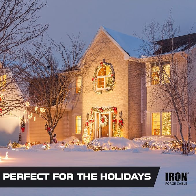 Iron Forge Cable 50 Foot Outdoor Extension Cord,12/3 SJTW Heavy Duty Green Extension Cable with 3 Prong 50 ft, Weatherproof Cord for Major Appliances, Landscaping, Gardens & Outdoor Lights Decoration