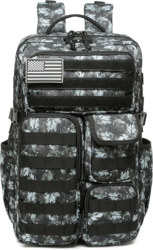 Wotony Tactical Backpack - Military waterproof backpack with multiple pockets and tactical gear for the outdoors (Gray Maple Leaf, 35L)