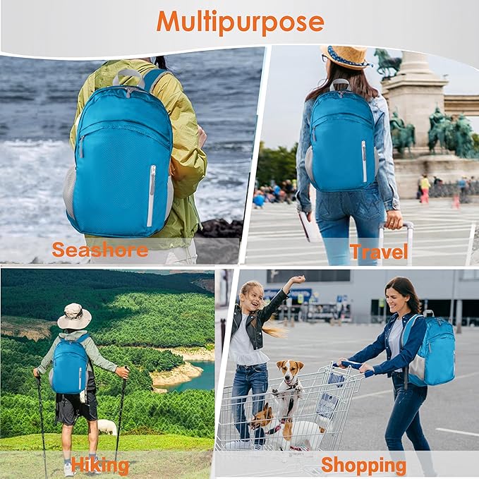 Waterproof Foldable Backpack Dry Storage Lightweight Daypack 35L Outdoor Backpack for Beach Men Women Blue