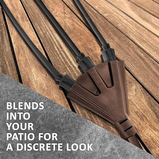Holiday Lighting Outlet 6-Foot Brown Extension Cord, 3-Prong Indoor & Outdoor Splitter, Perfect for Landscape Lighting