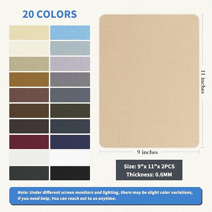 KING MOUNTAIN Canvas Repair Patch 9 x11 Inch 2 Pcs Self-Adhesive Waterproof Fabric Patch for Sofas, Tents, Furniture,Tote Bags, Car Seats (Khaki)