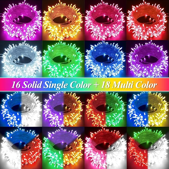 Pooqla Color Changing Christmas String Lights with Remote, 35 Colors 66FT 200LED String Lights Outdoor Decoration, Indoor Connectable Fairy Lights Plug in for Memorial Day 4th of July Decoration