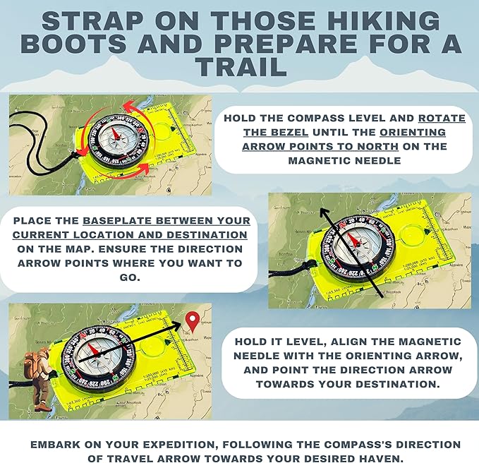 Trekker's Compass Crew Orienteering Compass, Pack of 2, Magnetic Navigation Set for Hiking, Camping, Backpacking, Scout Activities