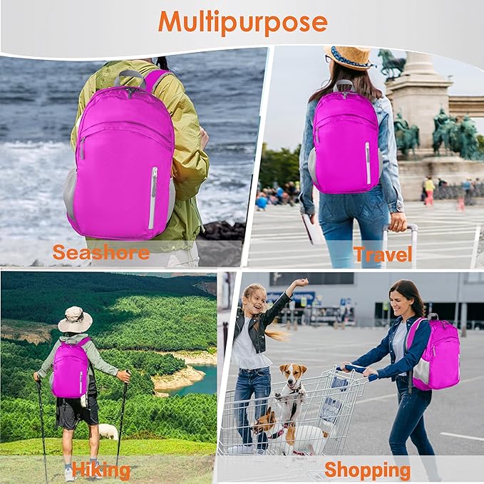 Waterproof Foldable Backpack Dry Storage Lightweight Daypack 35L Outdoor Backpack for Beach Men Women Hot Pink