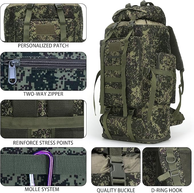 Hiking Backpack for Men 70L/100L Camping Backpack Military Rucksack Molle 3 Days Assault Pack for Climbing | Camping Backpack, 3 Days Assault Pack, for Climbing