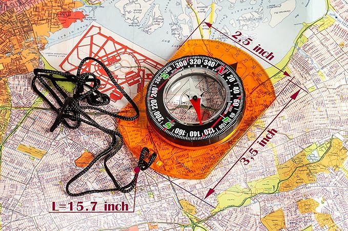Orienteering Compass - Hiking Backpacking Compass - Advanced Scout Compass Camping and Navigation - Boy Scout Compass Kids - Childrens Compasses for Map Reading - Baseplate Compass Survival