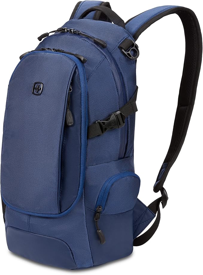 SwissGear 3598 Backpack, Narrow Daypack, Ideal for Commuting and School, Navy Ballistic
