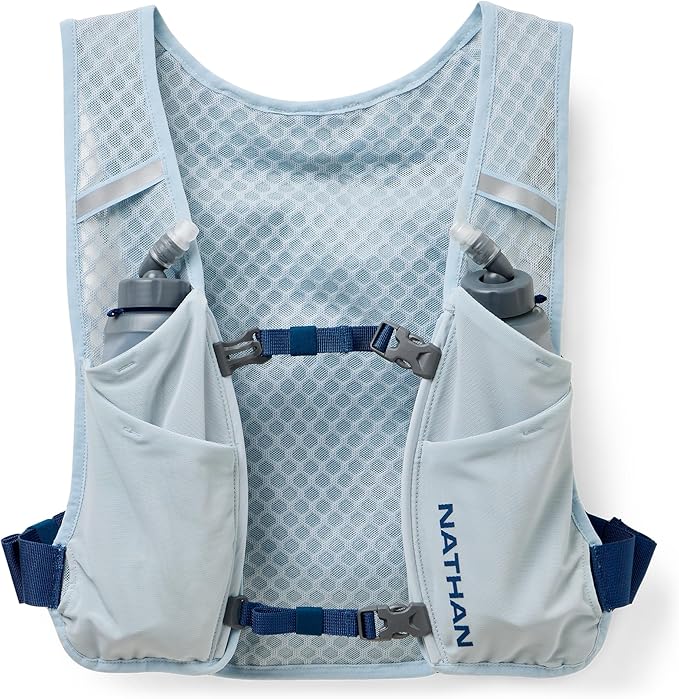 Nathan QuickStart Hydration Pack Vest with Bladder or flasks, Storage Pockets, Breathable Moisture-Wicking Fabric, Adjustable Straps for Running, Hiking, Walking, Marathons, Obstacle Races